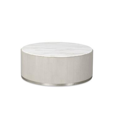 Carino Round Cocktail Table w/Marble Top - Frost