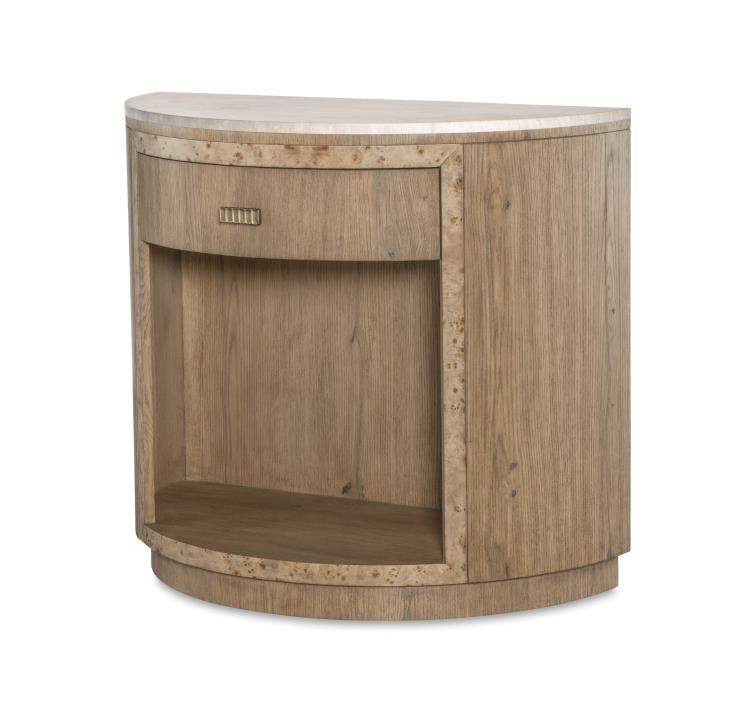 century CBA-221M-V1 - Monterey Demilune Nightstand W/Travertine - Hawthorne Light