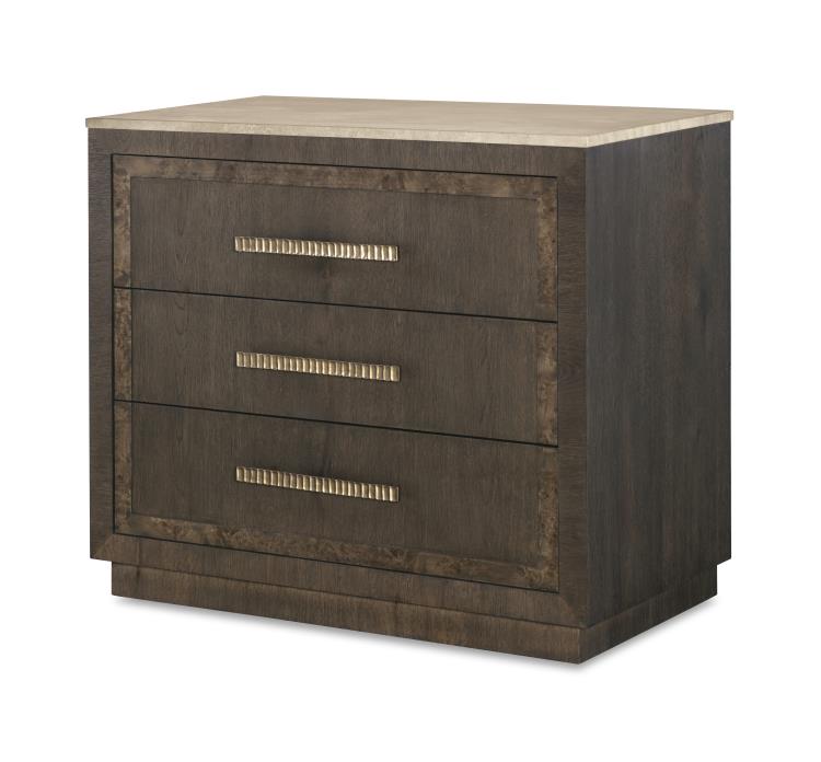 century CBA-223M-V2 - Monterey Three Drawer Nightstand W/Travertine - Hawthorne Dark