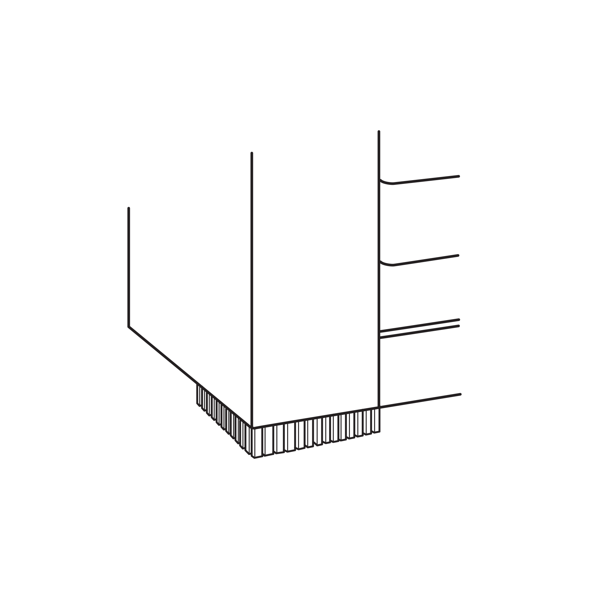 Uph w/ Border Fluted Wide Block Foot