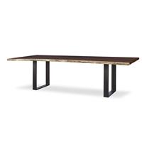 130" GUAN.SLAB DINING TABLE-OILED BRONZE STRAP BASE