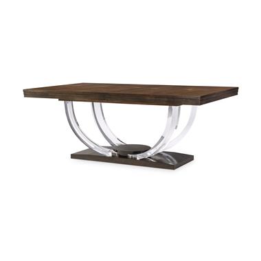 Omni Large Rectangular Dining Table w/Acrylic Legs (Figured Walnut)