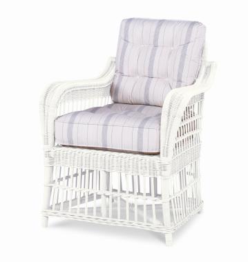 Mainland Wicker Large Dining Arm Chair w/ Button Back