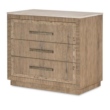 Monterey Three Drawer Nightstand w/Travertine - Hawthorne Light
