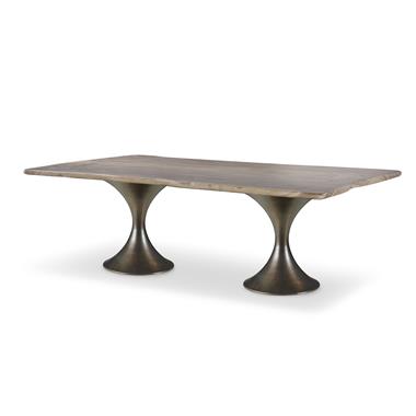 108" Guan Slab Dining Table - Bronze Hourglass Base