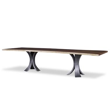 108" Guan Slab Dining Table - Textured Metal Base