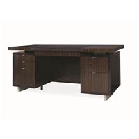 SEVEN DRAWER DESK WITH BLACK LEATHER TOP