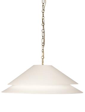 Halo Double Shade 30" Shallow Pendant - Soft Brass/Linen Shade