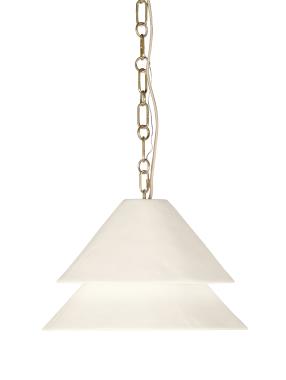 Halo Double Shade 15" Deep Pendant - Soft Brass/Plaster
