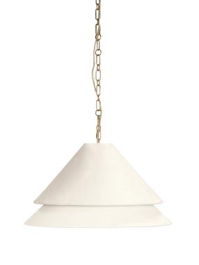 Halo Double Shade 24" Deep Pendant - Soft Brass/Plaster Shade