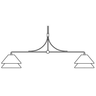 Halo Two Arm Bar Pendant 15" Deep - Soft Brass/Plaster Shade