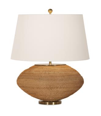 Kazan Table Lamp - Large - Natural Rattan/Linen Shade