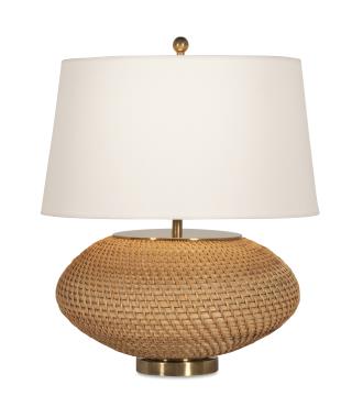 Kazan Table Lamp - Small - Natural Rattan/Linen