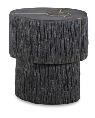 Elan Petrified Wood Accent Table - Dark