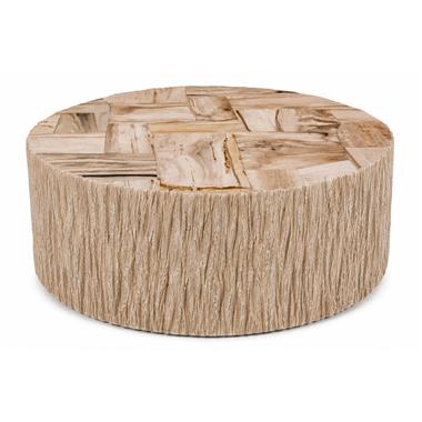 Petrified Wood Round Cocktail Table - Light